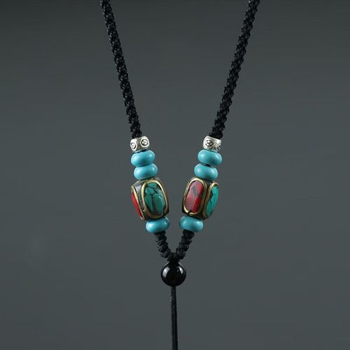 青鹊凰 天珠挂绳横穿配绳竖穿 男女款手编高货貔貅玉石锁骨链吊坠项链