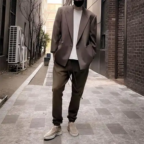 暴徒fog羊毛英伦风外套高街夹克高级感秋冬季潮流西服男加厚西装