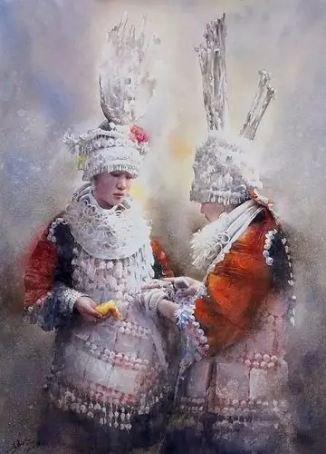 《花开的节》赵明 水彩画 入选《天境》文军波 水彩画 入选《聚·散》