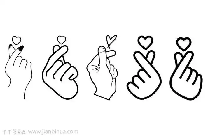 笔芯手势简笔画抖音上的单手比心简笔画简笔画人笔芯笔芯手势简笔画