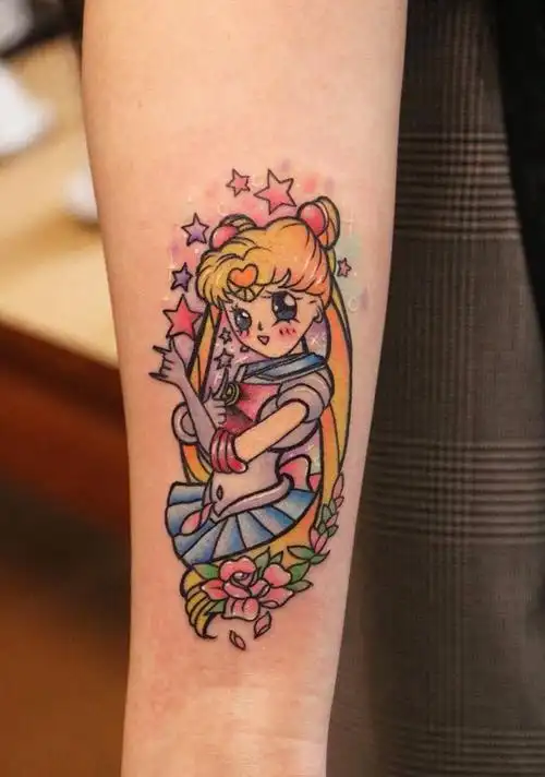 美少女战士纹身图片_插画成品手臂清新贴纸人物纹身图案(2)_湖北省