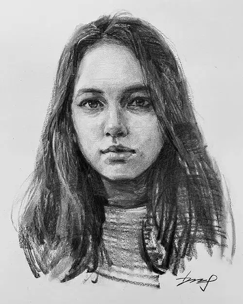 人物肖像画欣赏,富有质感的女孩素描作品集