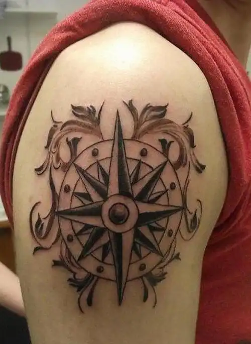 多款漂亮的指南针罗盘纹身图案