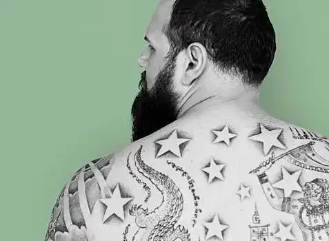 男人,纹身,胡须,背影,姿势,工作室,背面视角,头像,概念