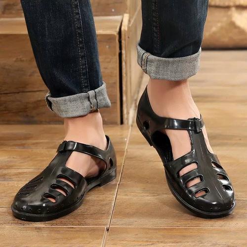 夏季复古怀旧7080回忆电影监狱风云周润发同款个性潮男款凉鞋胶鞋