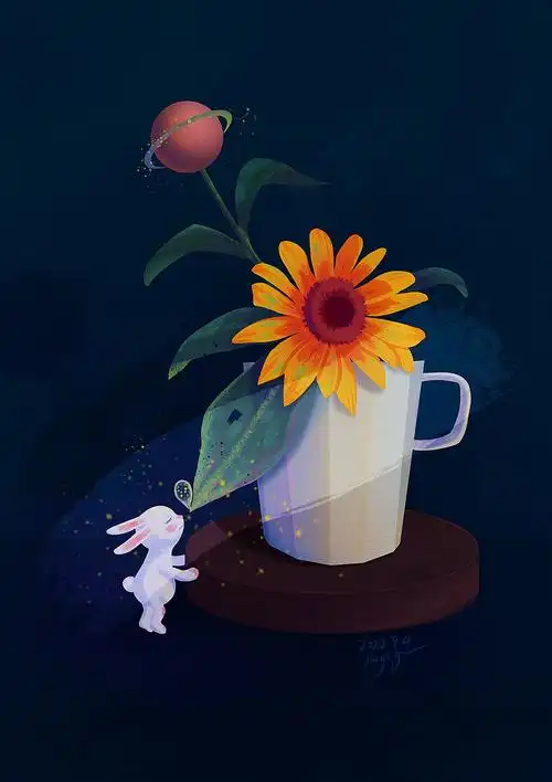 治愈系兔子遇见精灵手绘速途插画