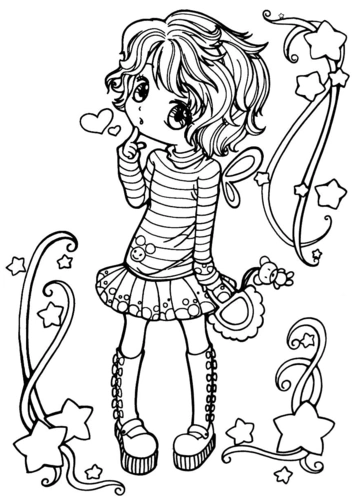 卡通线描 小女孩.doc