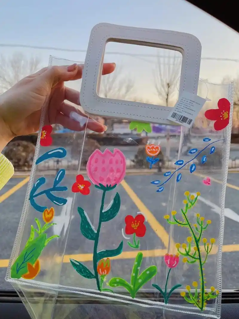 丙烯马克笔手绘透明手提袋好好玩