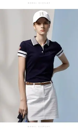 hazzys/哈吉斯 2018夏季新款t恤衫女时尚简约翻领女士短polo衫astse08