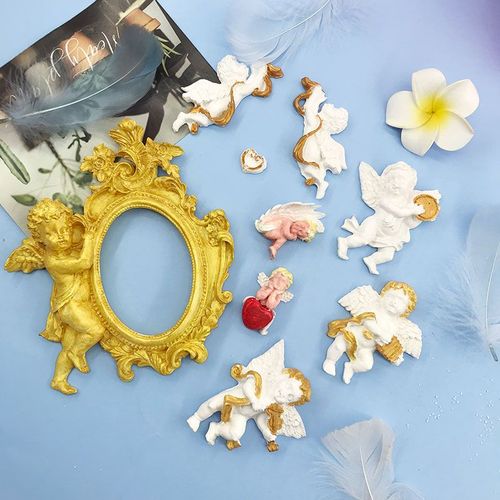 欧式天使头像硅胶模具 滴胶巧克力翻糖蛋糕装饰边框欧式相框镜子