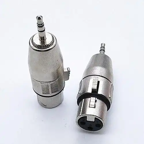 新款3.5公转卡农母头 卡侬转接头插头 大三芯双声3.5头转卡龙母头