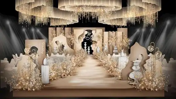 简约香槟色婚礼效果图图片2767x1890psd模版下载