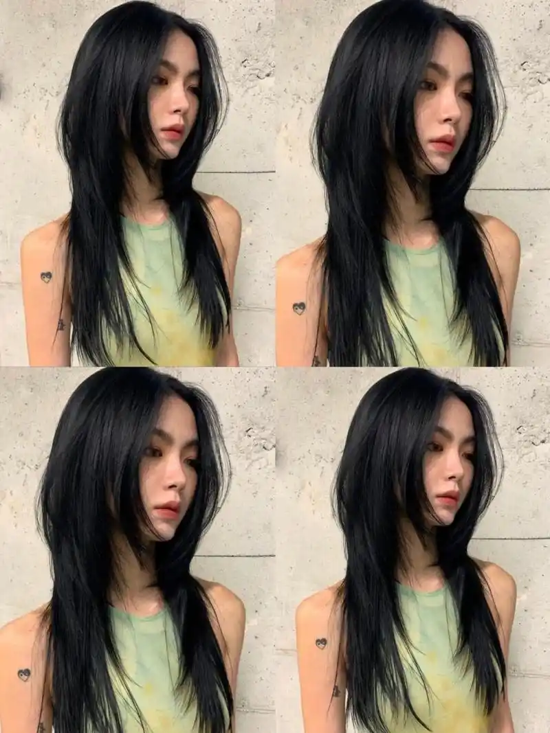 长碎发长版鲻鱼头 甜酷风风格的高层次长碎发 长款鲻鱼头发型,独特又