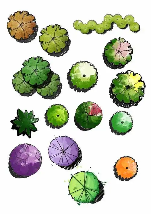 多种不同的手绘风格平面树psd集锦