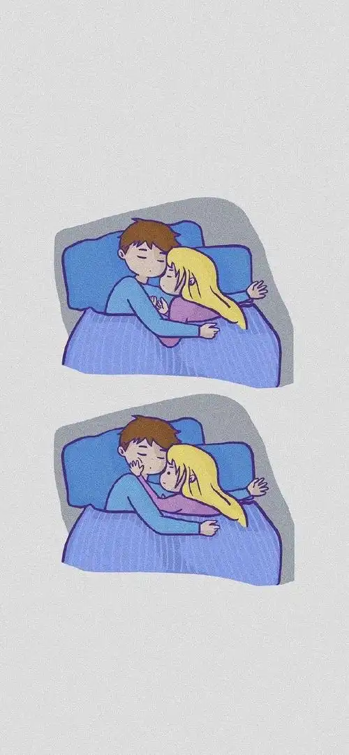 甜蜜情侣插画壁纸