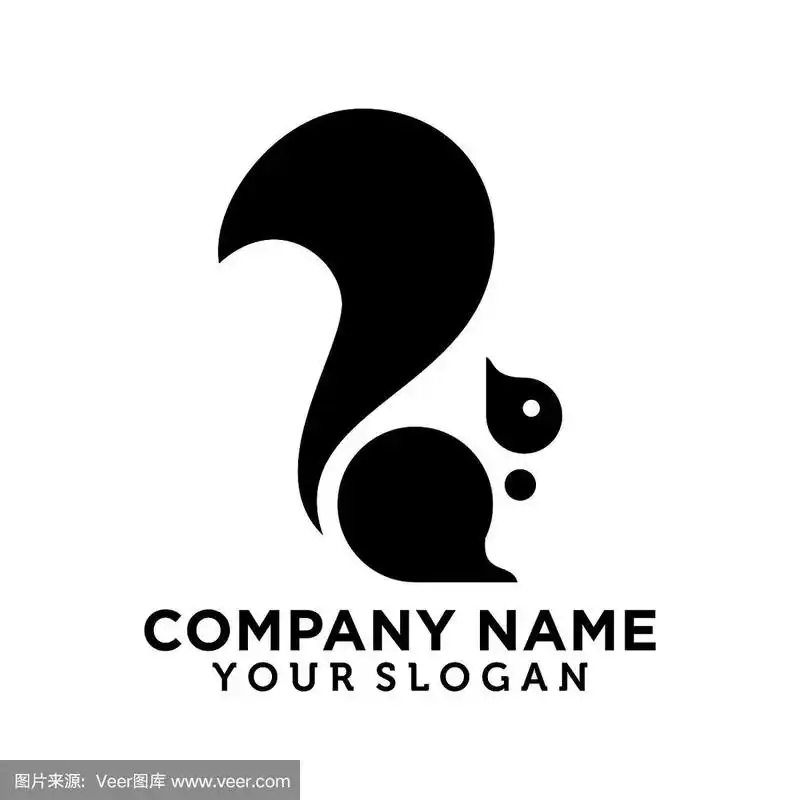 松鼠标志模板设计矢量插图标志.黑白颜色