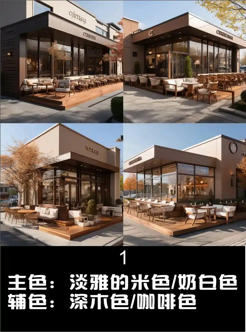 40款咖啡门面配色方案,开打内卷咖啡行业.1. 温馨自然色调 - 抖音
