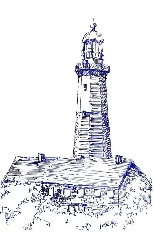 钢笔速写蒙托克角灯塔丨keyo速写簿.蒙托克角灯塔位于美国纽 - 抖音