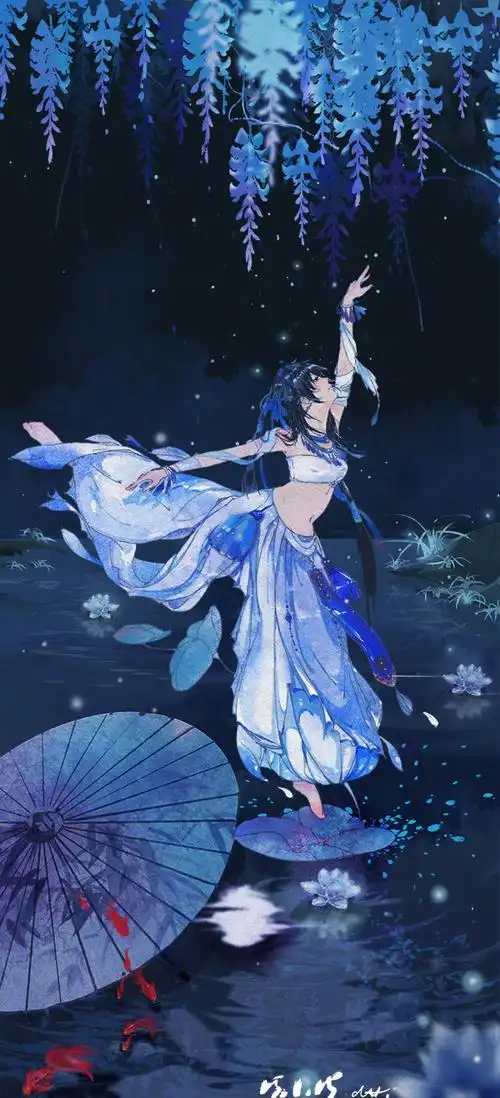 舞藤白古风插画蓝涂鸦王国插画