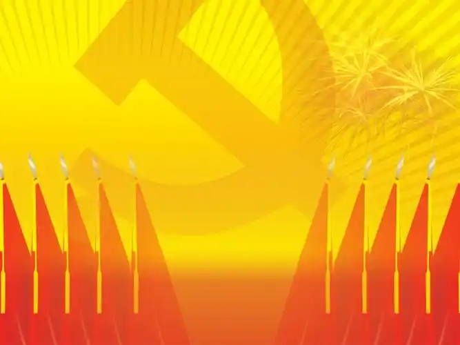 带党徽背景庄严大气建党节ppt模板