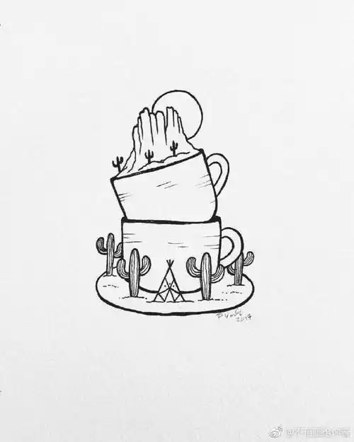 简笔画##黑白线描插画