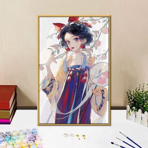 古风迪士尼公主diy数字油画卡通动画填色手工填充涂色客厅装饰画
