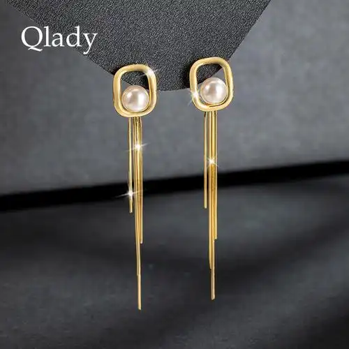 流苏耳环女2021年新款潮纯银耳钉复古秋冬珍珠耳饰温柔高级耳坠