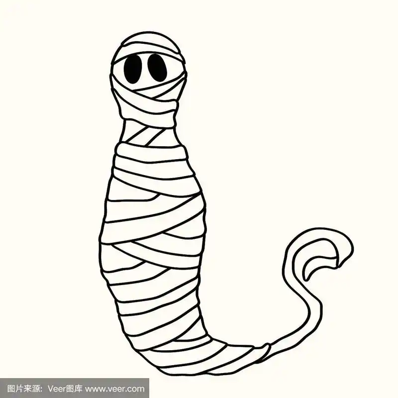 万圣节木乃伊的剪影孤立在白色