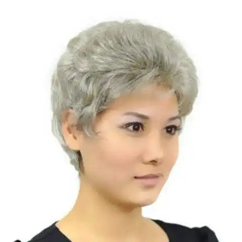 花白假发短卷发女舞台表演化妆扮演老年人老奶奶老头老太太白头发