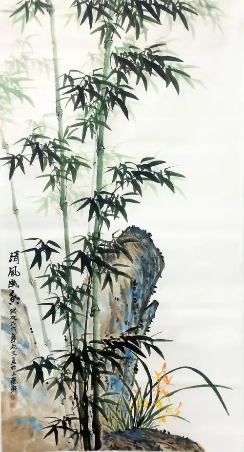 手绘竹子兰竹竖幅六尺兰花兰草装饰客厅水墨国画