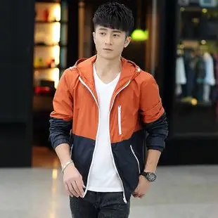 春季男士夹克衫韩版修身连帽短款休闲男生外套男装秋青少年时尚薄
