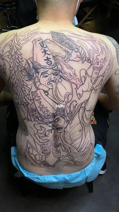 传统满背黑白无常纹身_纹身_刺青_我的纹身分享_美妆_彩妆