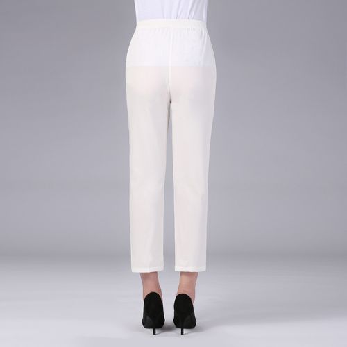 批发春夏季中老年女裤薄款高腰松紧深档直筒九分裤休闲裤长裤