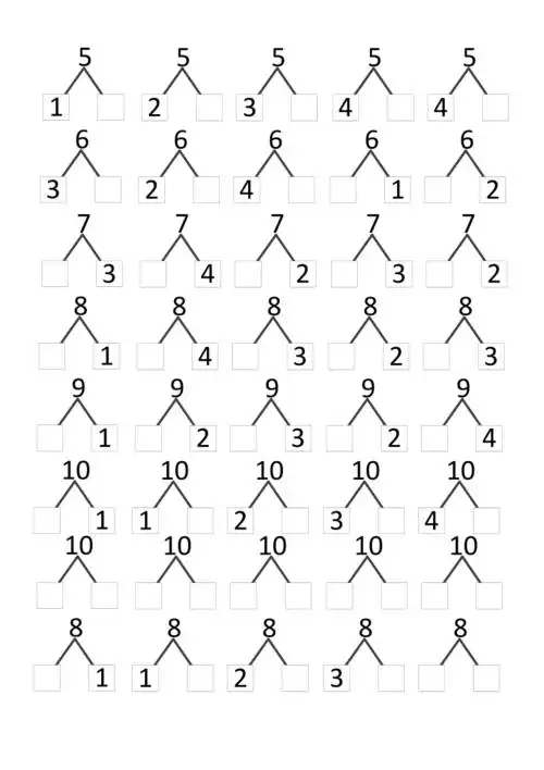 幼小衔接数学10以内的数字分解练习