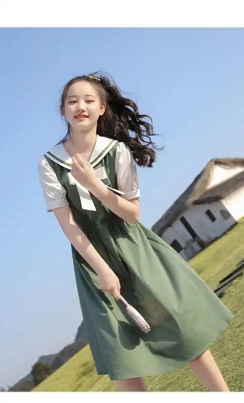 2021夏装新款女学生海军领jk裙海军风连衣裙初中生水手服少女高中2253