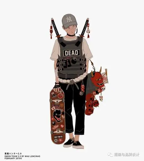 插画丨复古个性的街头涂鸦风,传统与现代的日系元素结合真是又潮又酷!