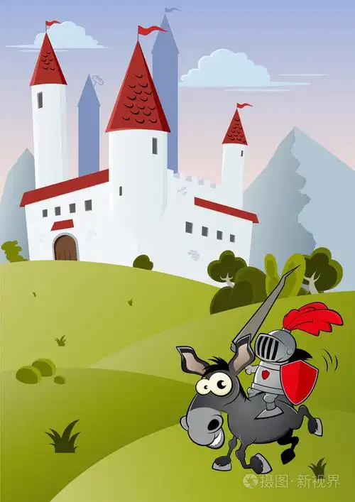 可爱的卡通骑士