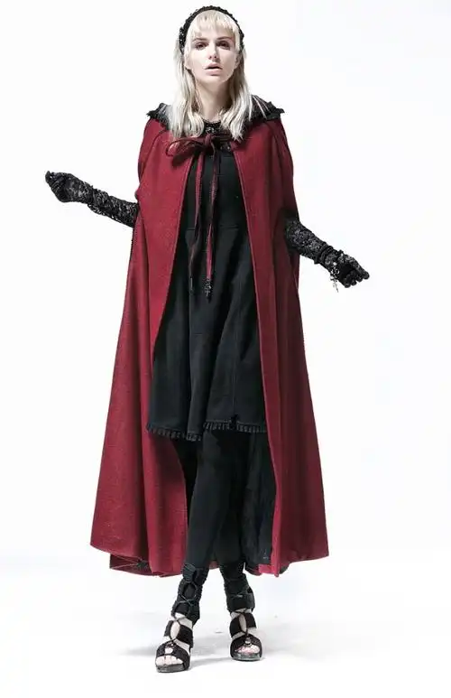 万圣节服装披风女巫红色斗篷吸血鬼系带连帽拼接外套cos化妆舞会淘宝