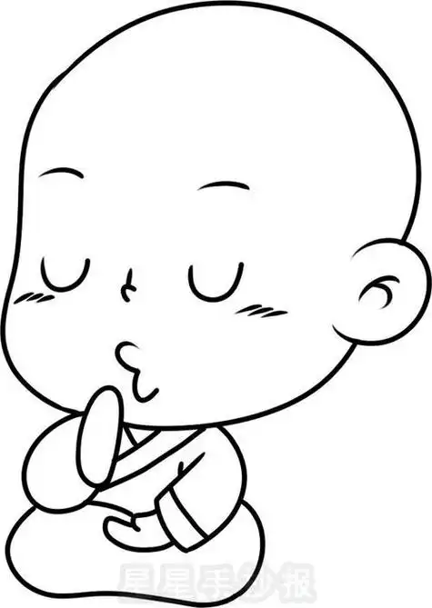 胖和尚喝水简笔画