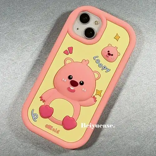 可爱卡通露比小海狸适用苹果14手机壳iphone15pro新款13粉色少女心11