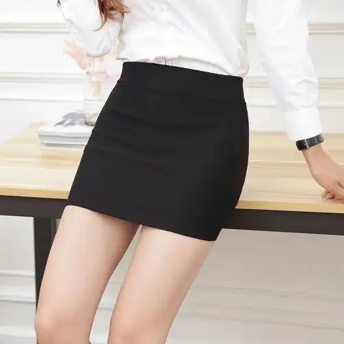 新款弹力包臀裙黑色超短裙半身裙包裙职业裙高腰一步裙女工作裙子超短