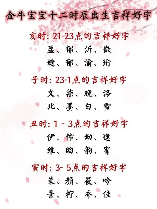 金牛宝宝十二时辰起名的百年一遇吉祥字