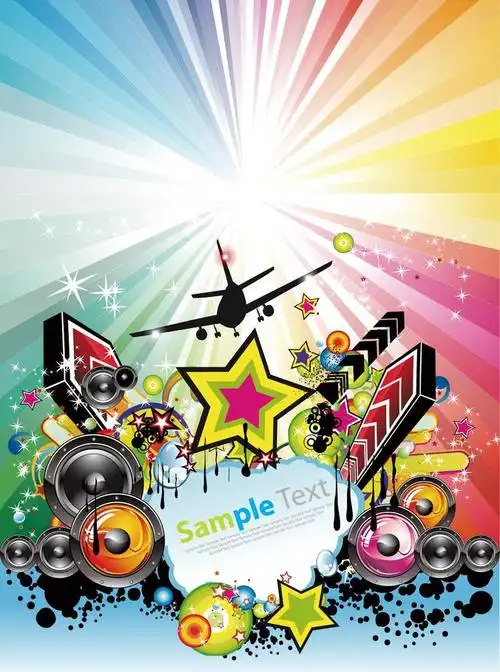 抽象彩虹迪斯科音乐背景潮流矢量图