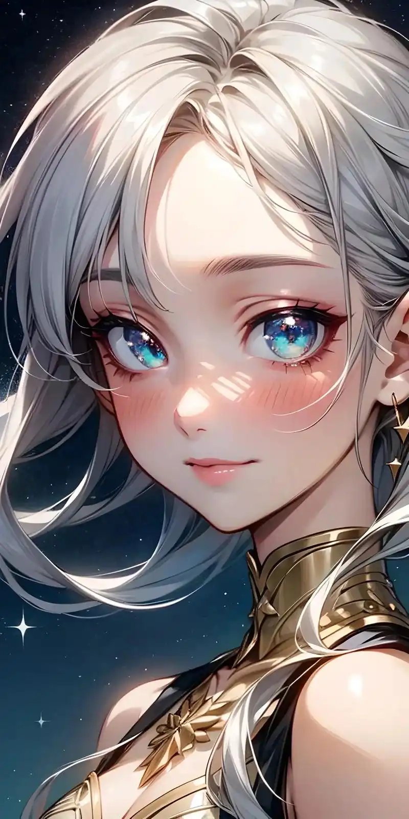 二次元竖版,星空大眼睛.#ai绘画 #手机墙纸 #动漫少女  - 抖音