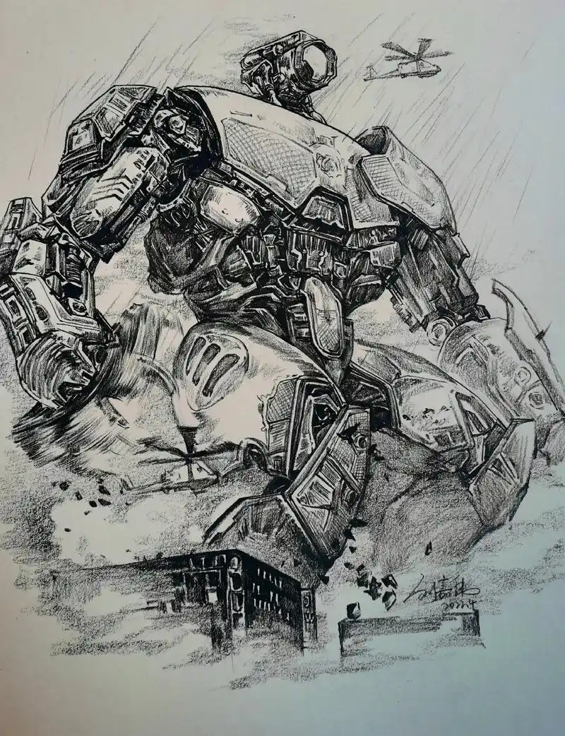 最强的机甲猎人之一 #速写 #美术生 #环太平洋 #暴风赤红 - 抖音