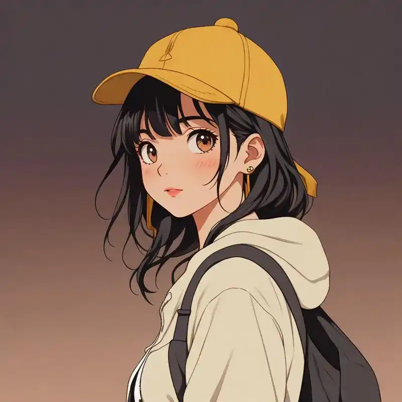 吉卜力色彩头像女,鸭舌帽风格独特 探索吉卜力色彩的魅力,这款头像