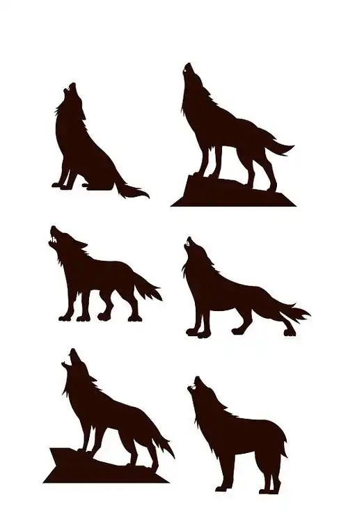 创意黑色狼剪影矢量素材