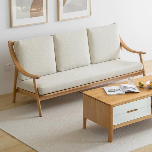 全实木沙发北欧沙发橡木沙发现代简约小户型客厅日式原木三人沙发