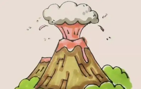 正在喷发的火山简笔画步骤图解