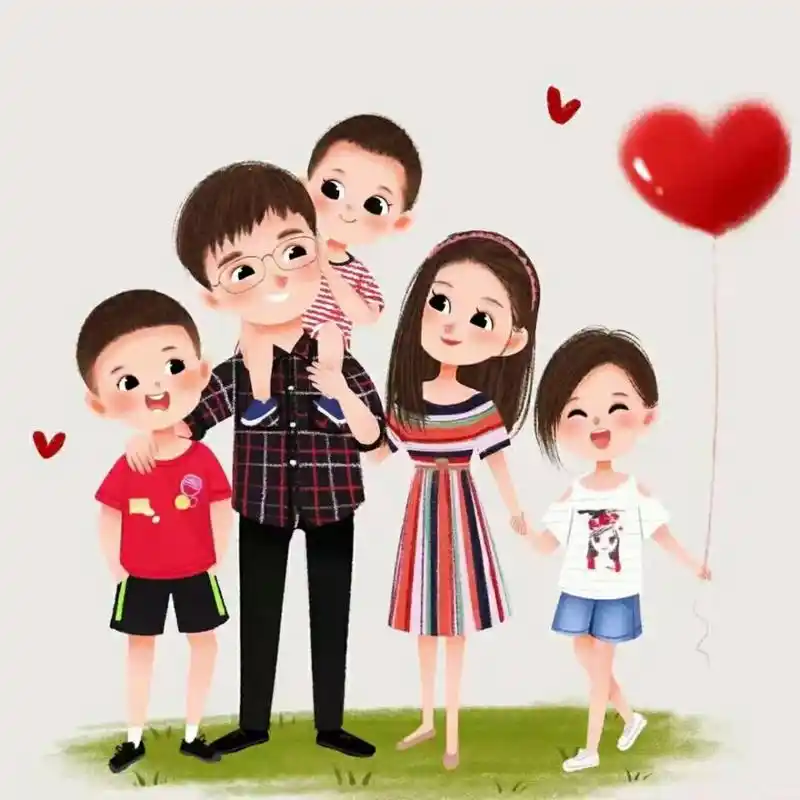 亲子头像一家五口 高清幸福一家五口的头像卡通图片_感情头像_头像屋